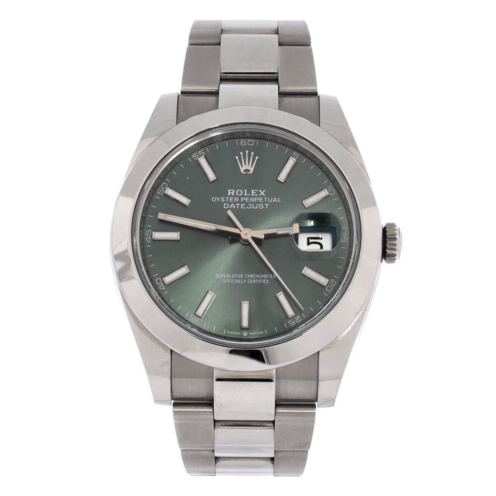 Rolex 41 Oyster Perpetual Datejust Mint Green Automatic Watch Stainless Steel